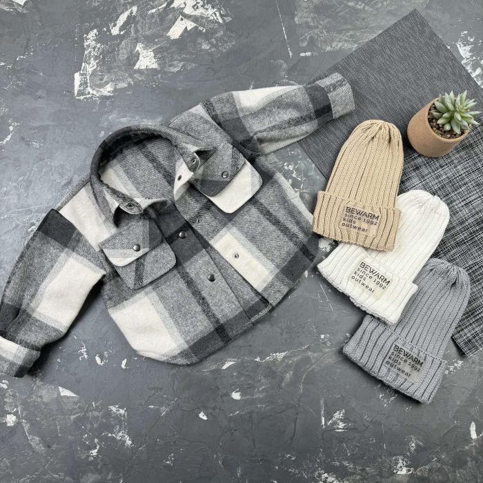 Сорочка дитяча в клітинку BEWARM gray