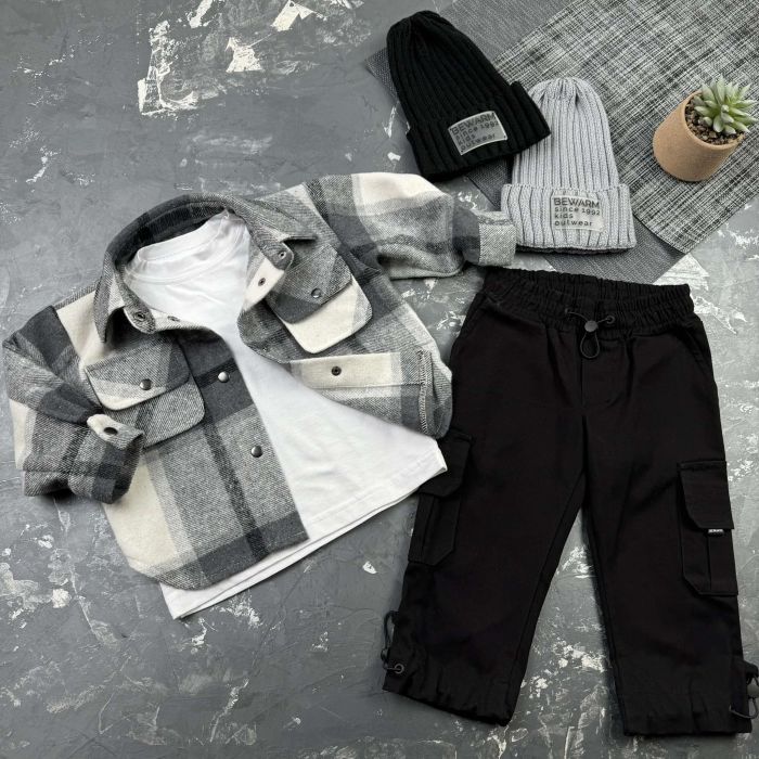 Сорочка дитяча в клітинку BEWARM gray
