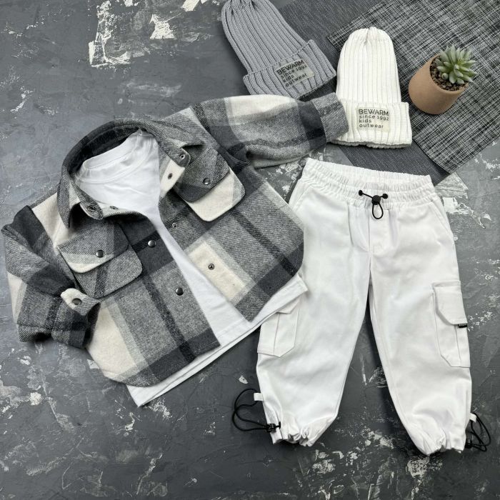 Сорочка дитяча в клітинку BEWARM gray