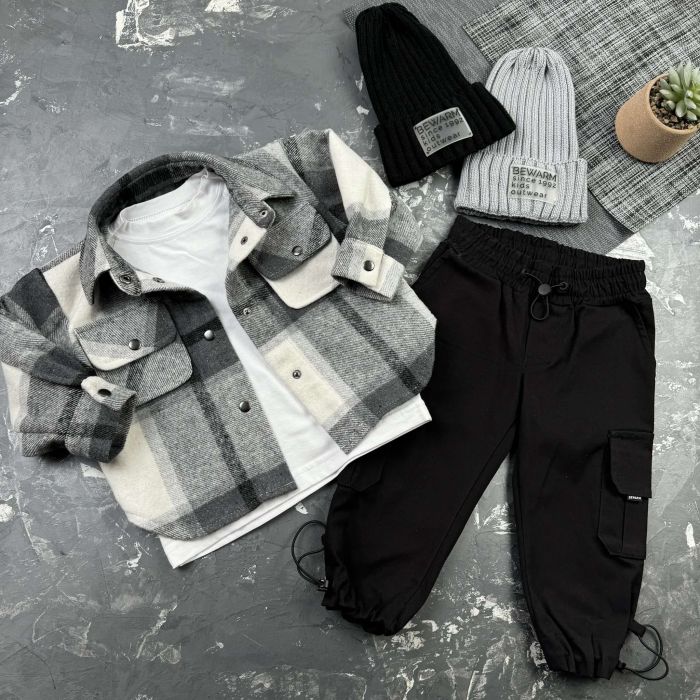 Сорочка дитяча в клітинку BEWARM gray
