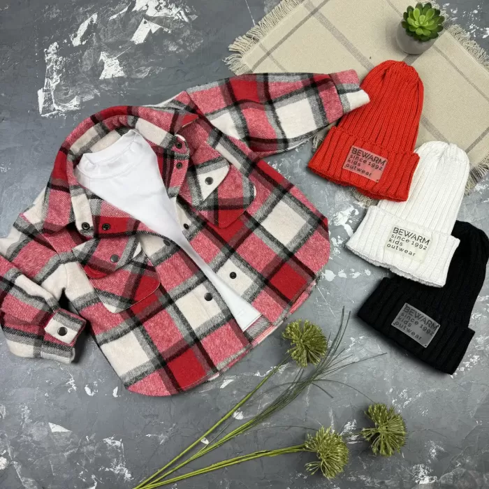 Сорочка дитяча в клітинку BEWARM red