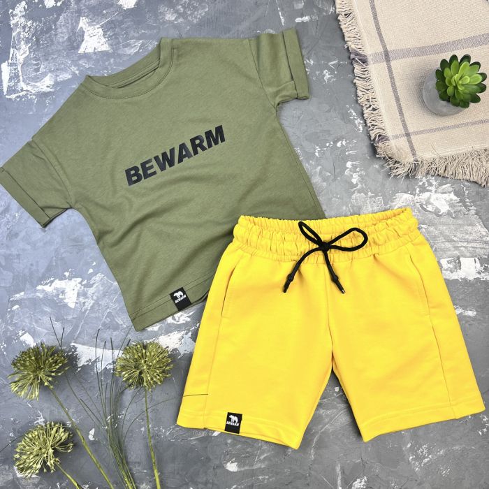 Костюм дитячий літній (шорти + футболка) BEWARM Гірчиця/Хакі