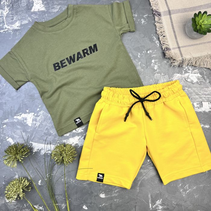 Костюм дитячий літній (шорти + футболка) BEWARM Гірчиця/Хакі