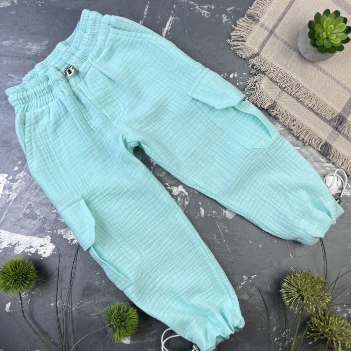 Костюм muslin cotton BEWARM дитячий штани + футболка  Блакитний