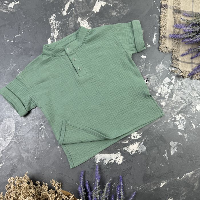 Костюм muslin cotton BEWARM дитячий штани + футболка + панамка Хакі