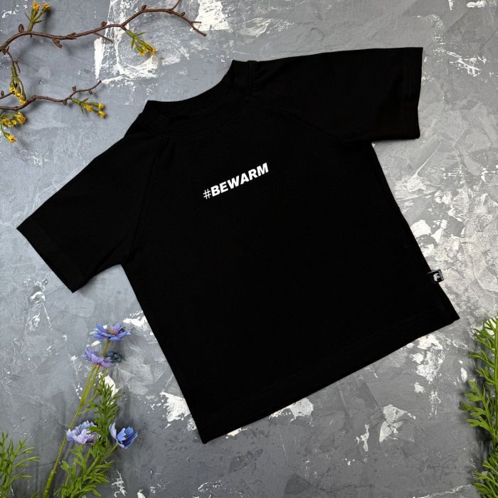 Дитяча футболка реглан #BEWARM black