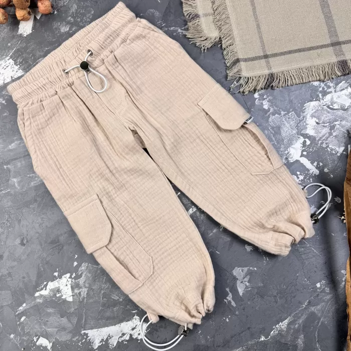 Костюм muslin cotton BEWARM дитячий штани + футболка  Беж