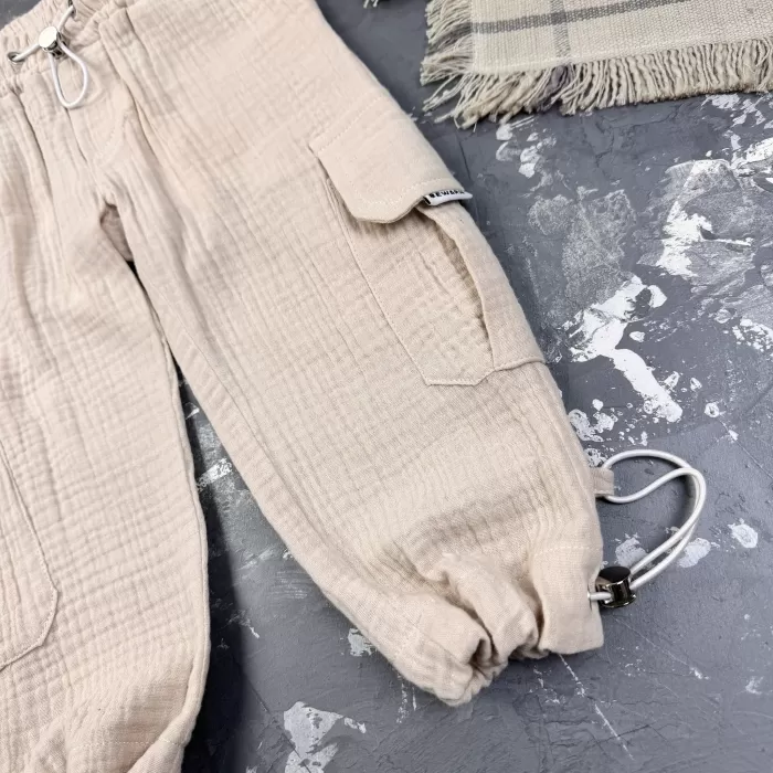 Комплект muslin cotton Beige BEWARM дитячий (штани,футболка,панамка,шорти,туніка)
