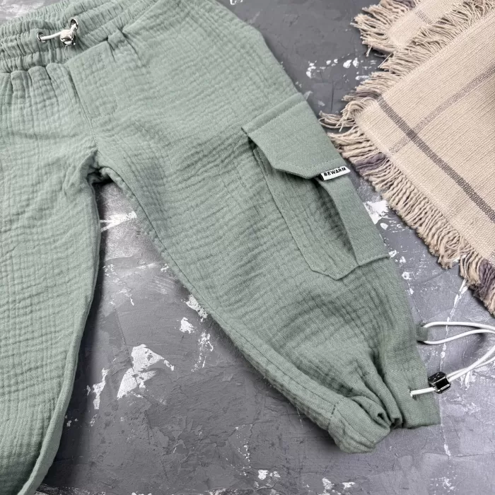 Костюм muslin cotton BEWARM дитячий штани + футболка  Хакі