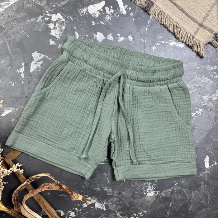 Комплект muslin cotton Khaki BEWARM дитячий (штани,футболка,панамка,шорти,туніка)