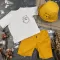 Костюм prettybear шорти+футболка+панамка дитячий Гірчиця/Білий