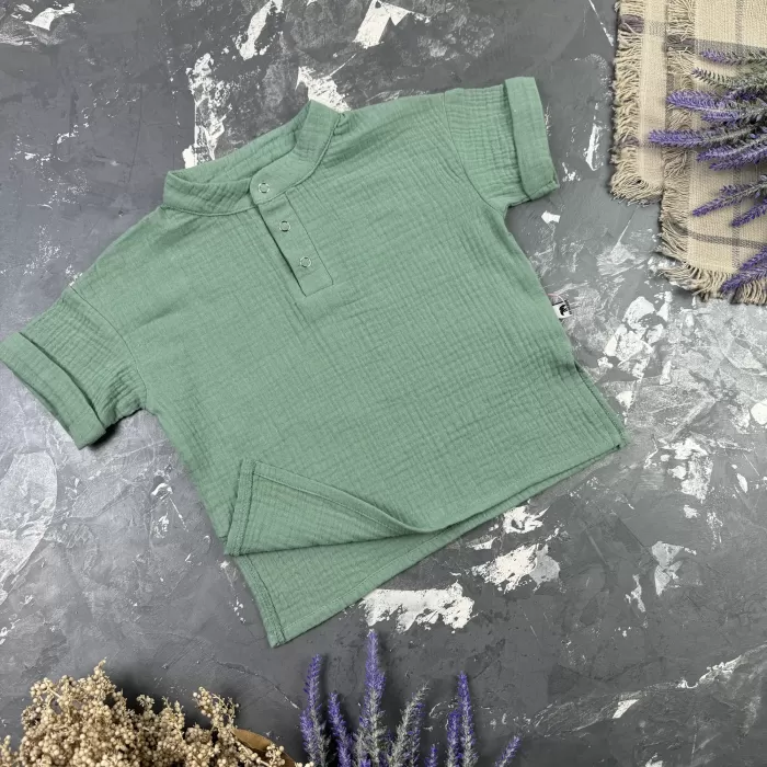 Костюм muslin cotton BEWARM дитячий шорти + футболка + панама Khaki