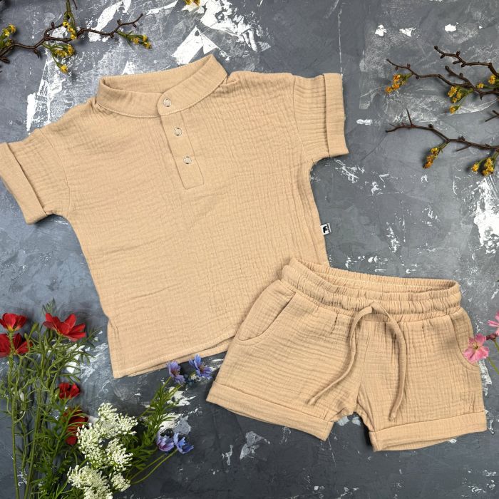 Костюм muslin cotton BEWARM дитячий шорти + футболка Sand