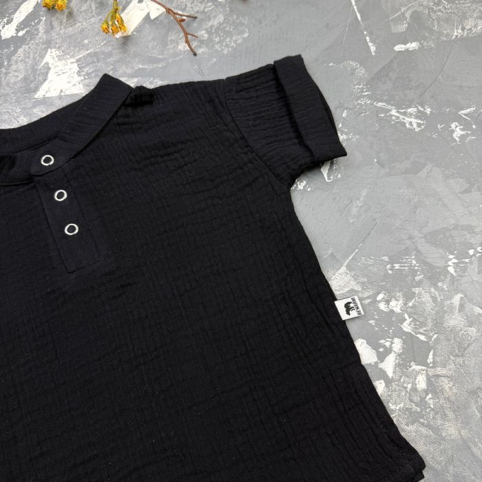 Костюм muslin cotton BEWARM дитячий шорти + футболка + панама Black
