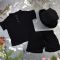 Костюм muslin cotton BEWARM дитячий шорти + футболка + панама Black