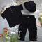 Костюм muslin cotton BEWARM дитячий штани + футболка + панамка Black