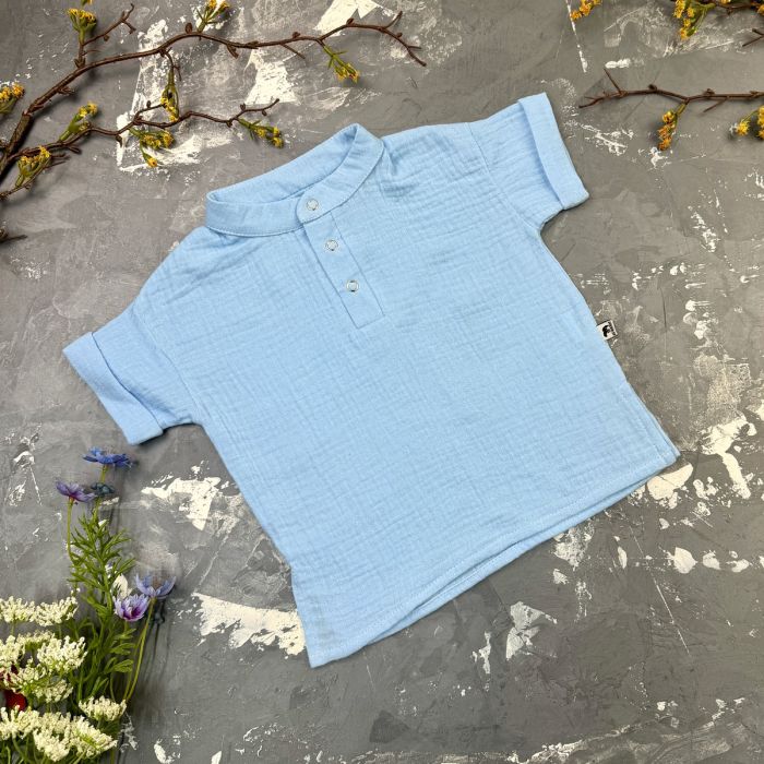 Костюм muslin cotton BEWARM дитячий шорти + футболка + панама Sky-blue