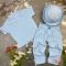 Костюм muslin cotton BEWARM дитячий штани + футболка + панамка Sky-blue