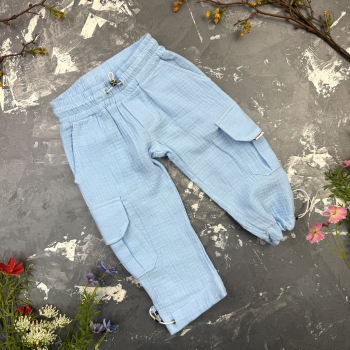 Костюм muslin cotton BEWARM дитячий штани + футболка Sky-blue