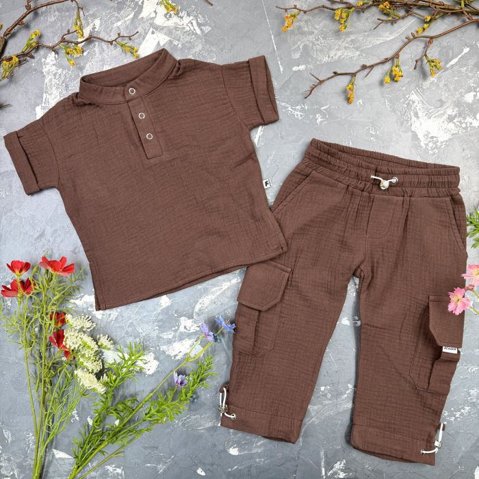 Костюм muslin cotton BEWARM дитячий штани + футболка choko
