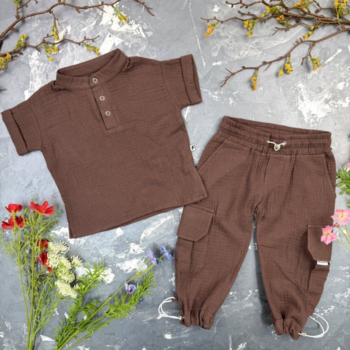 Костюм muslin cotton BEWARM дитячий штани + футболка choko