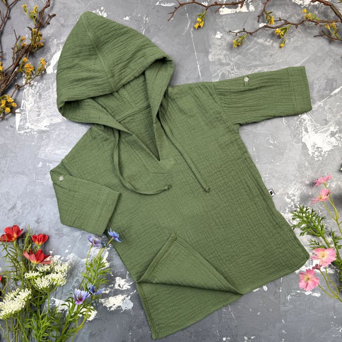 Муслінова Туніка дитяча Muslin Cotton BEWARM dark green
