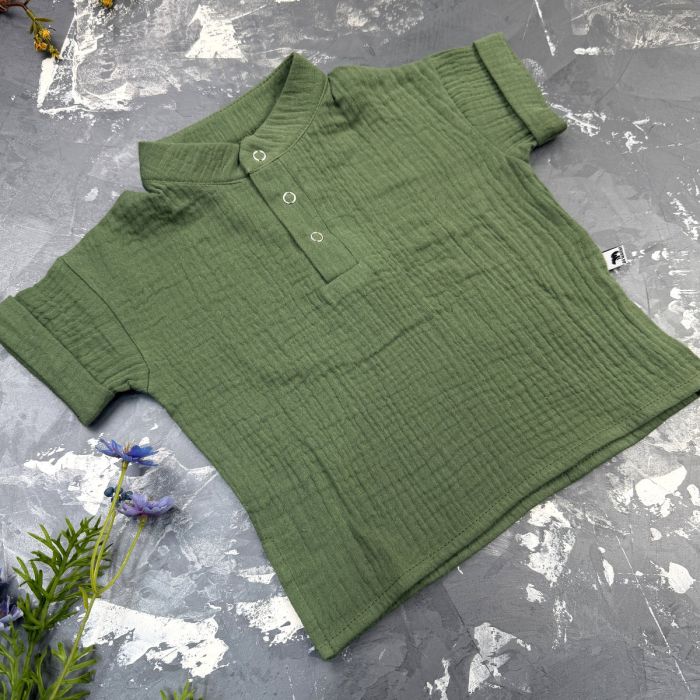Комплект muslin cotton dark green BEWARM дитячий (штани,футболка,панамка,шорти,туніка)