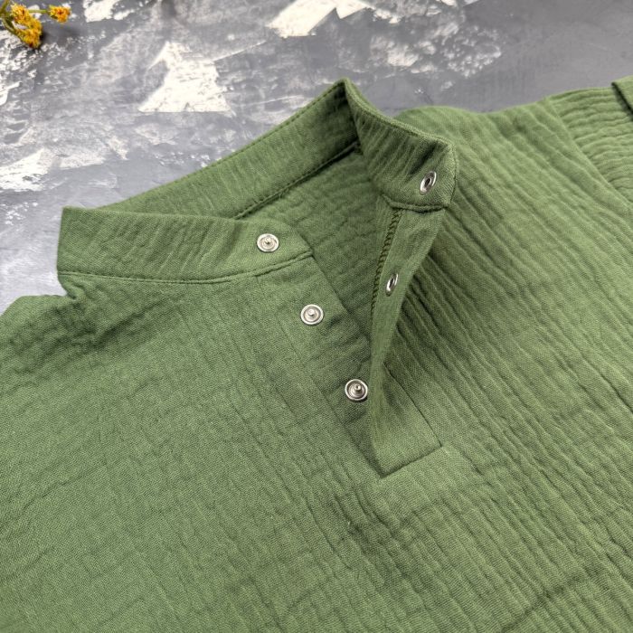 Костюм muslin cotton BEWARM дитячий штани + футболка + панамка dark green