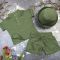 Костюм muslin cotton BEWARM дитячий шорти + футболка + панама dark green