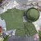 Костюм muslin cotton BEWARM дитячий шорти + футболка + панама dark green
