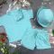 Костюм muslin cotton BEWARM дитячий шорти + футболка + панама Aquamarine