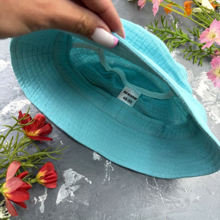 Мусліновий набір туніка + панама дитяча Muslin Cotton BEWARM Aquamarine