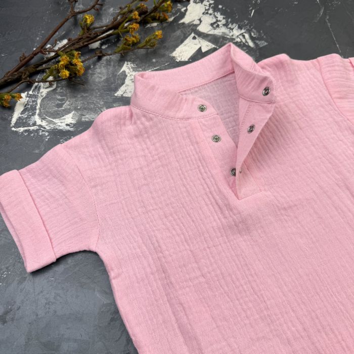 Костюм muslin cotton BEWARM дитячий штани + футболка + панамка Рожевий