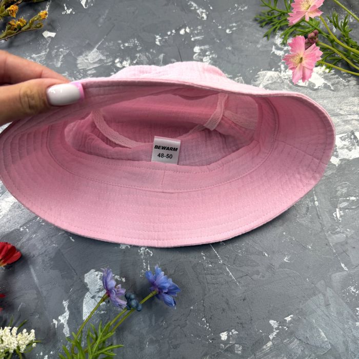 Костюм muslin cotton BEWARM дитячий шорти + футболка + панама Pink