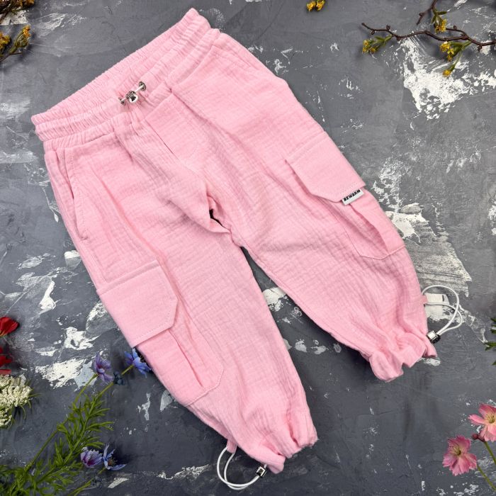 Костюм muslin cotton BEWARM дитячий штани + футболка  Рожевий