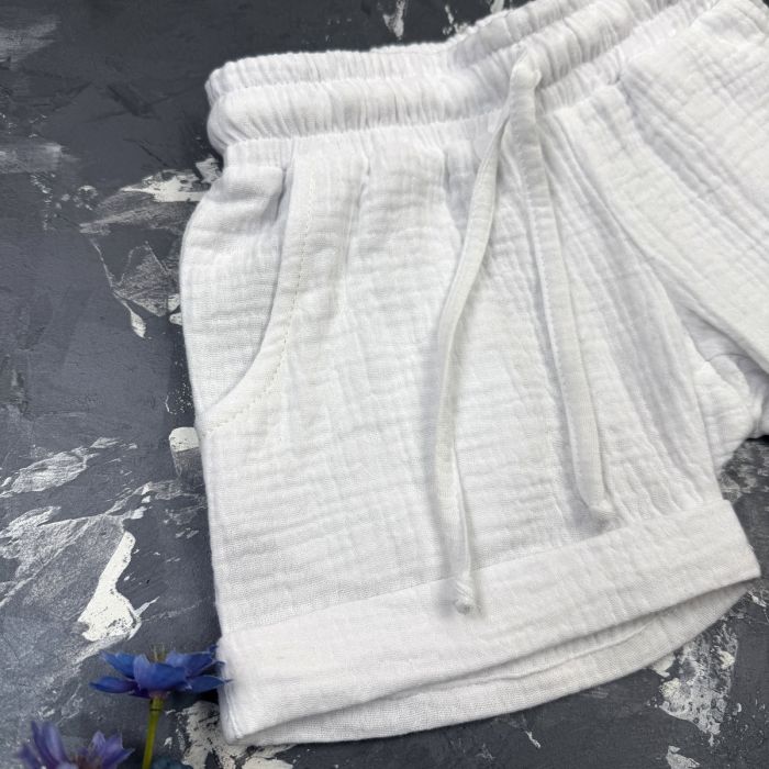 Костюм muslin cotton BEWARM дитячий шорти + футболка + панама White