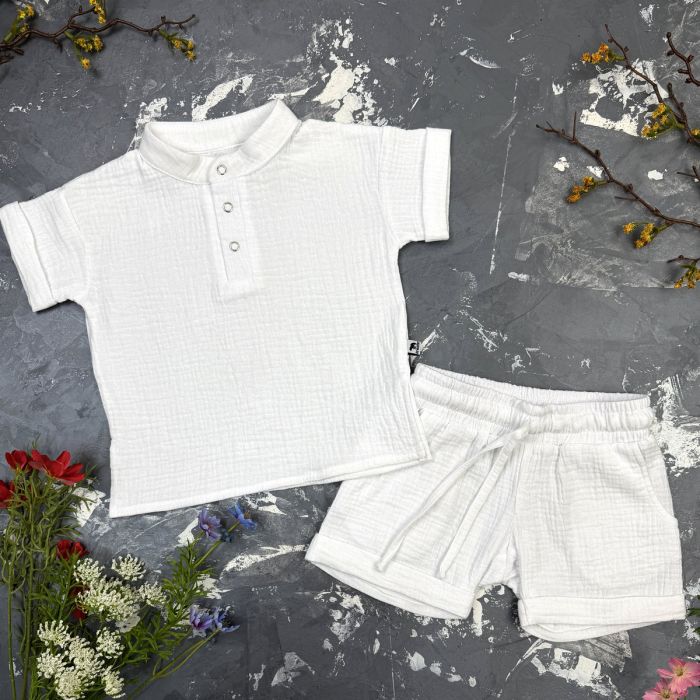 Костюм muslin cotton BEWARM дитячий шорти + футболка Білий