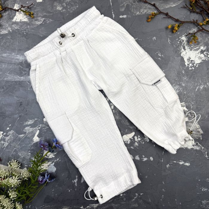Костюм muslin cotton BEWARM дитячий штани + футболка White