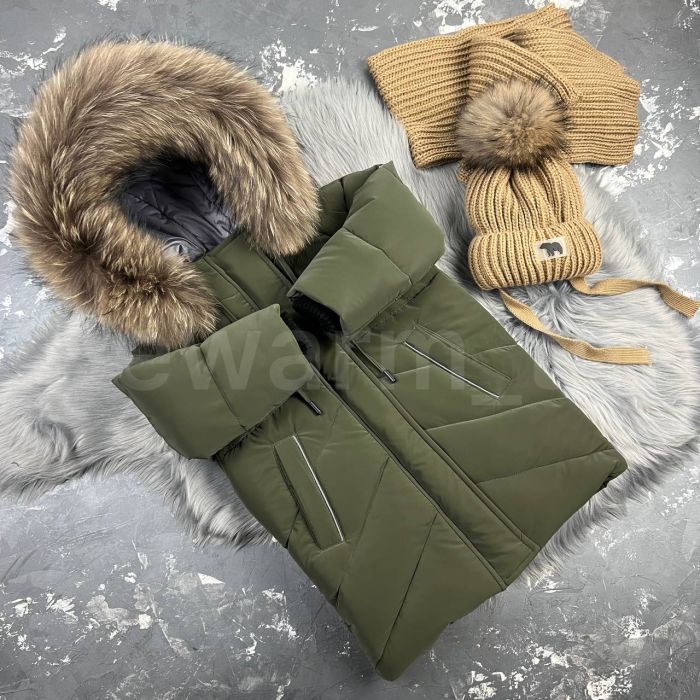 Куртка-пальто BEWARM Bakota Khaki Velvet дитяча зимова подовжена