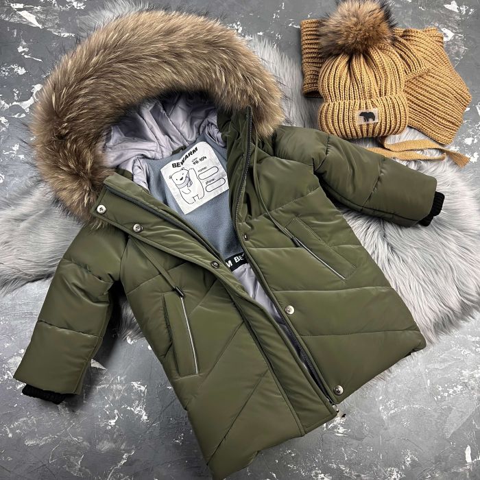 Куртка-пальто BEWARM Bakota Khaki Velvet дитяча зимова подовжена
