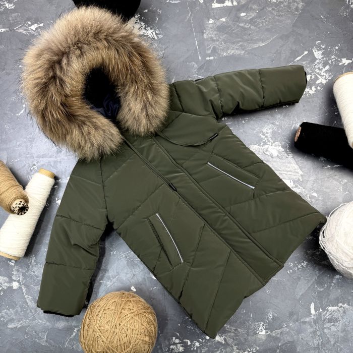 Куртка-пальто BEWARM Bakota Khaki Velvet дитяча зимова подовжена