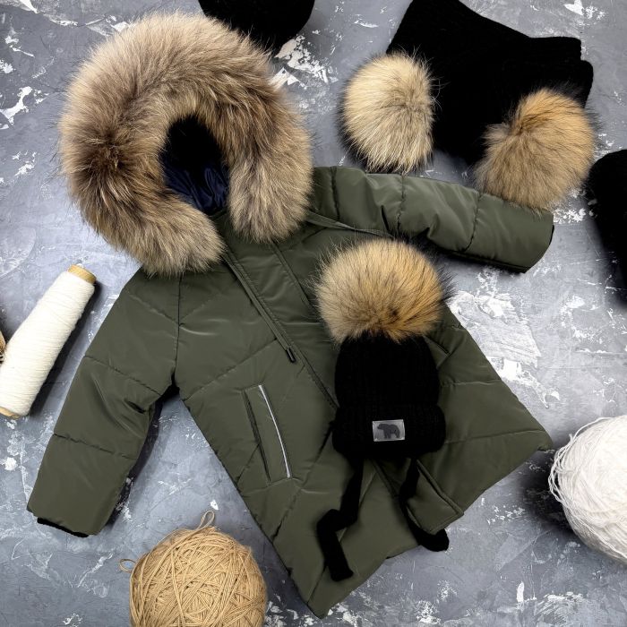 Куртка-пальто BEWARM Bakota Khaki Velvet дитяча зимова подовжена