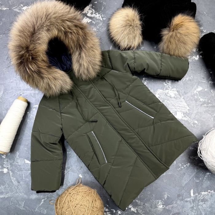 Куртка-пальто BEWARM Bakota Khaki Velvet дитяча зимова подовжена