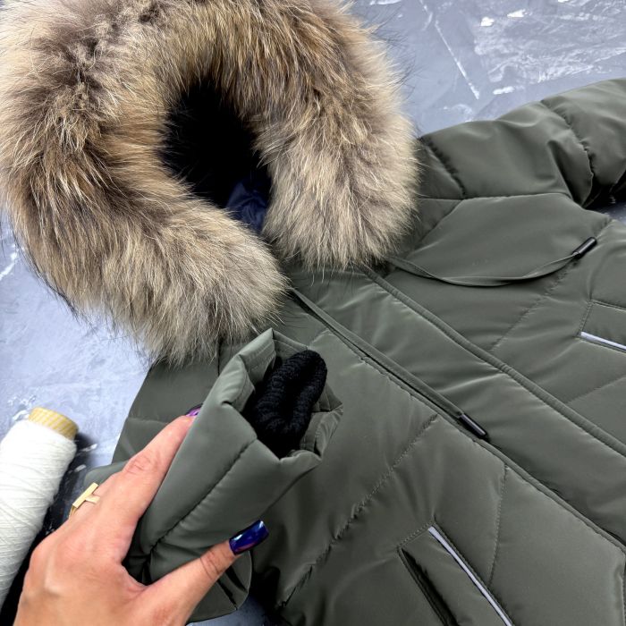 Куртка-пальто BEWARM Bakota Khaki Velvet дитяча зимова подовжена