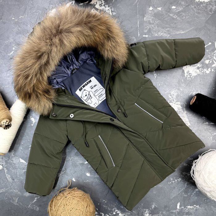 Куртка-пальто BEWARM Bakota Khaki Velvet дитяча зимова подовжена