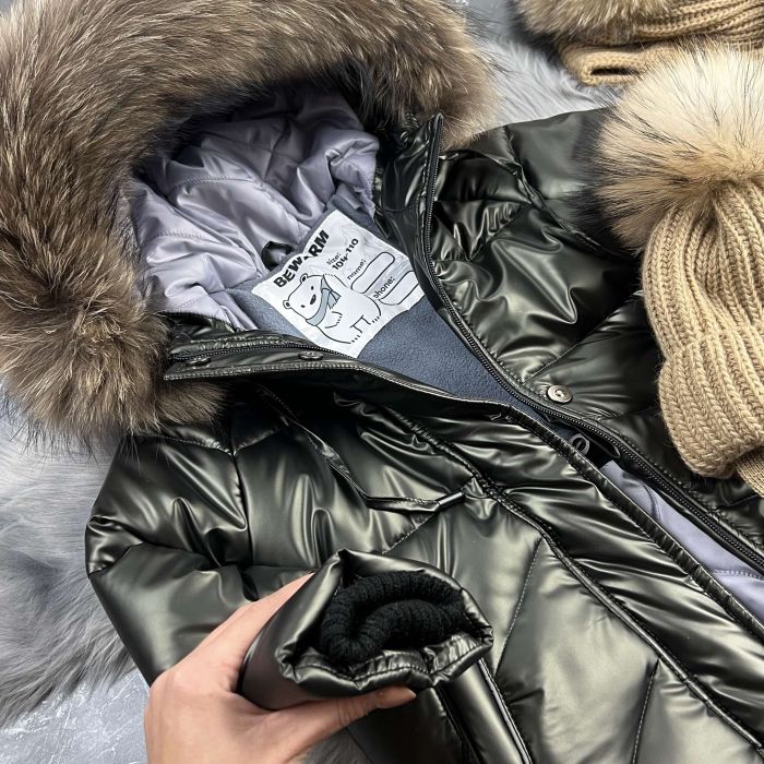 Куртка-пальто BEWARM Bakota Khaki дитяча зимова подовжена
