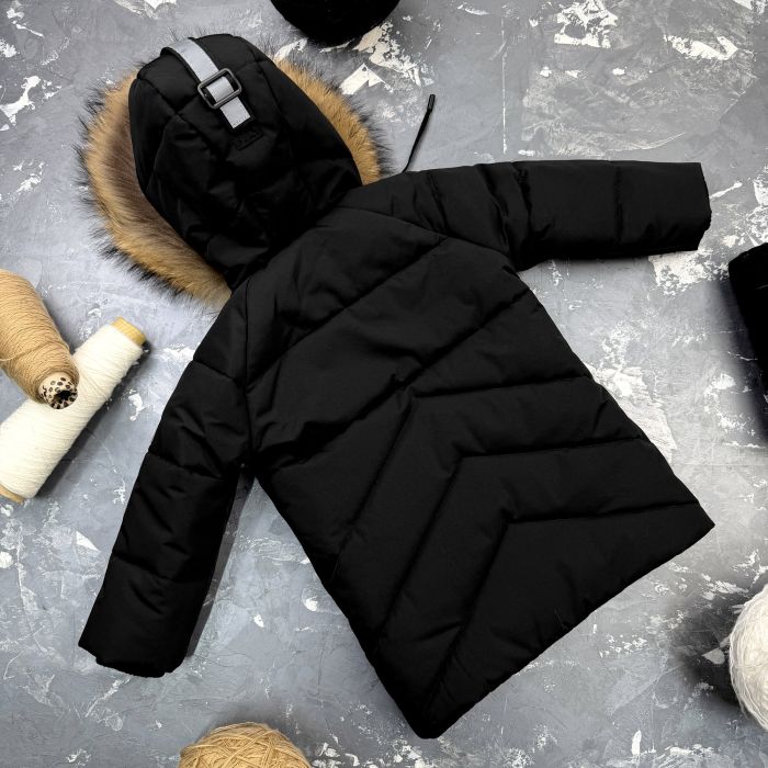 Куртка-пальто BEWARM Bakota Black дитяча зимова подовжена