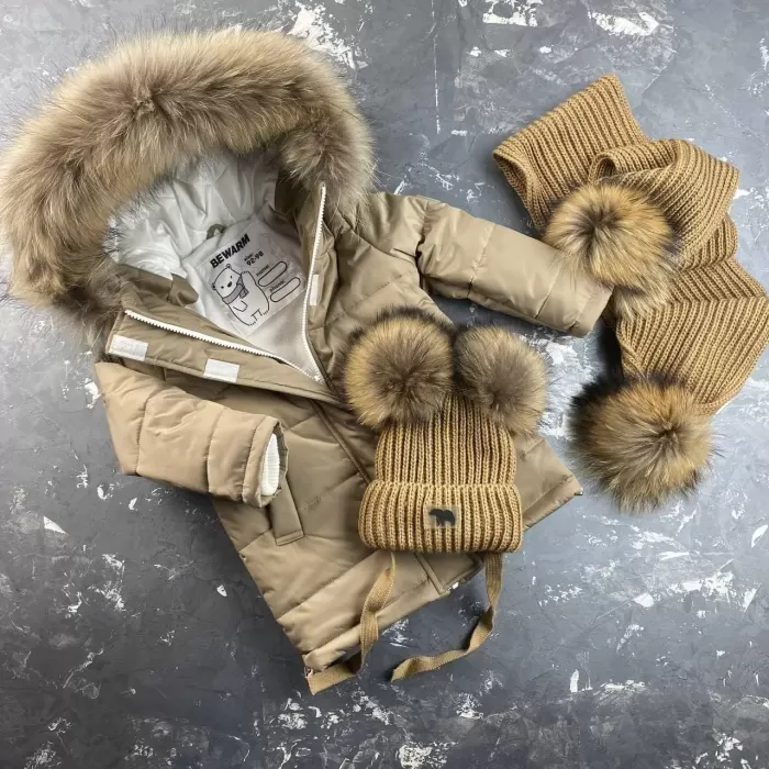 Куртка-пальто BEWARM Baribal Beige дитяча зимова подовжена