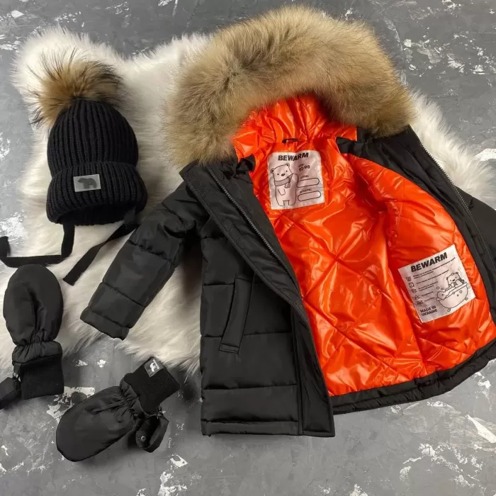 Куртка-пальто BEWARM Baribal Black дитяча зимова подовжена