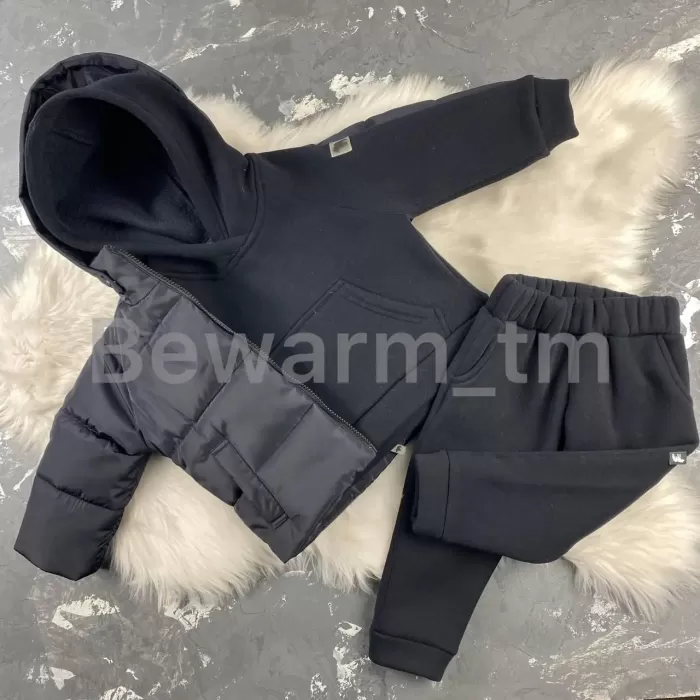 Куртка-пуффер дитяча демісезонна BEWARM Black